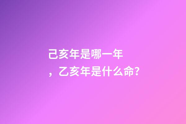 己亥年是哪一年，乙亥年是什么命？